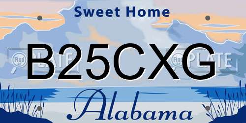 B25CXG Alabama License Plate