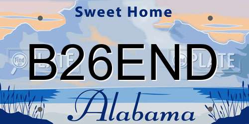B26END Alabama License Plate