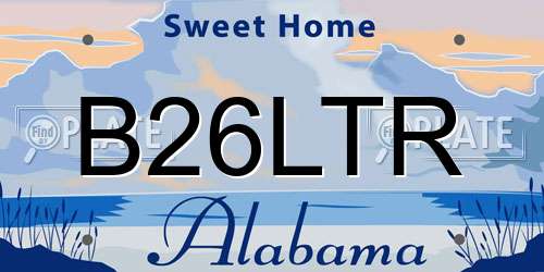 B26LTR Alabama License Plate