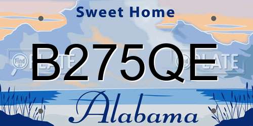 B275QE Alabama License Plate