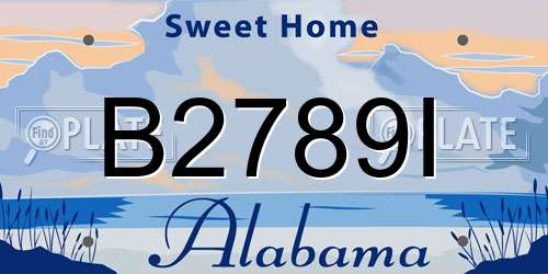B2789I Alabama License Plate
