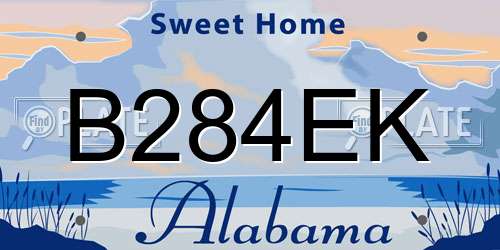 B284EK Alabama License Plate