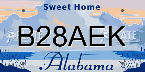 B28AEK Alabama License Plate