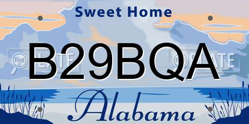 B29BQA Alabama License Plate