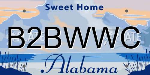 B2BWWC Alabama License Plate