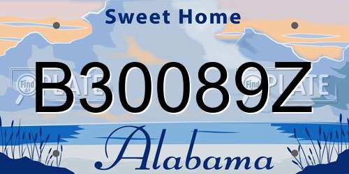 B30089Z Alabama License Plate