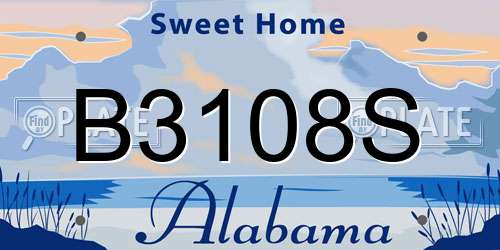 B3108S Alabama License Plate