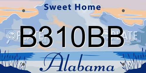 B310BB Alabama License Plate