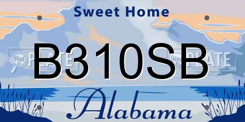 B310SB Alabama License Plate