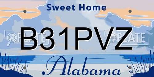 B31PVZ Alabama License Plate