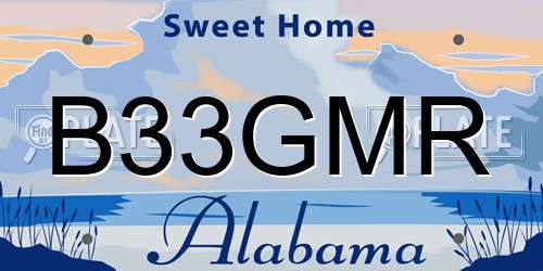 B33GMR Alabama License Plate