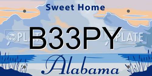B33PY Alabama License Plate