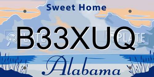 B33XUQ Alabama License Plate
