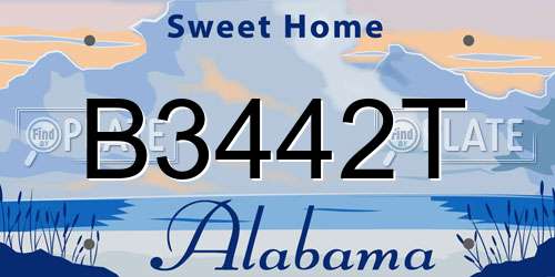 B3442T Alabama License Plate