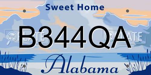 B344QA Alabama License Plate