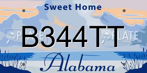 B344TT Alabama License Plate