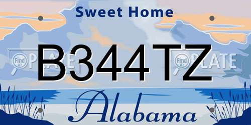 B344TZ Alabama License Plate