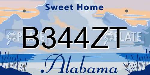 B344ZT Alabama License Plate