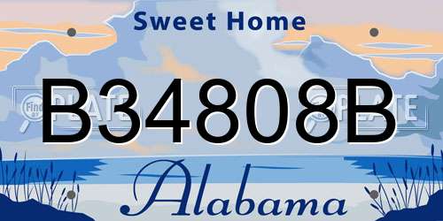 B34808B Alabama License Plate