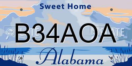B34AOA Alabama License Plate