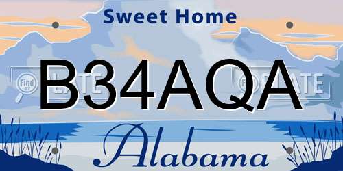 B34AQA Alabama License Plate