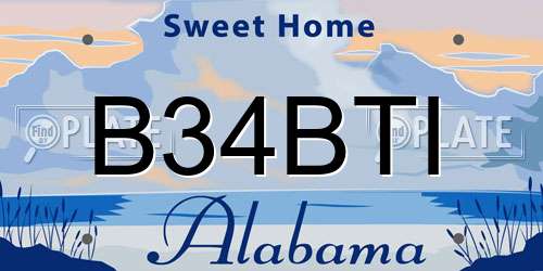 B34BTI Alabama License Plate