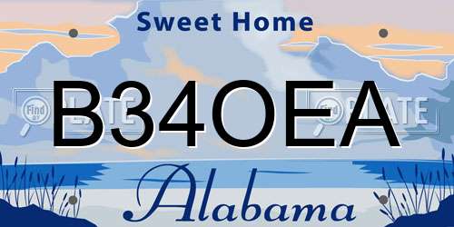 B34OEA Alabama License Plate