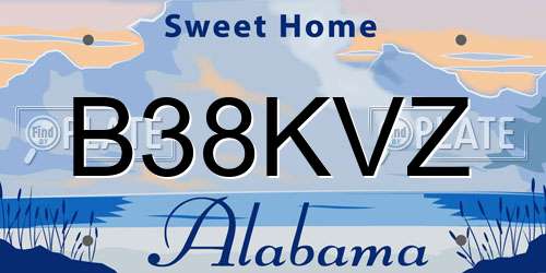B38KVZ Alabama License Plate