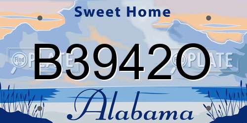 B3942O Alabama License Plate