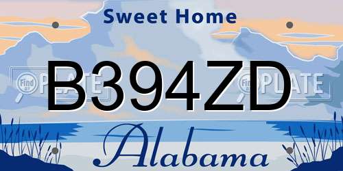 B394ZD Alabama License Plate