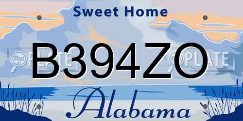 B394ZO Alabama License Plate