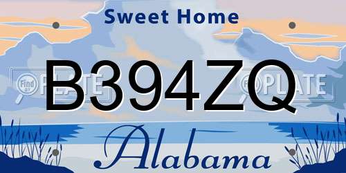B394ZQ Alabama License Plate