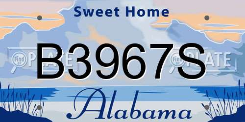 B3967S Alabama License Plate