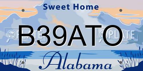 B39ATO Alabama License Plate