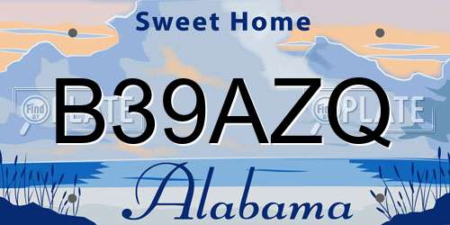 B39AZQ Alabama License Plate
