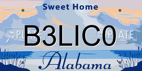B3LIC0 Alabama License Plate