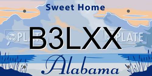 B3LXX Alabama License Plate