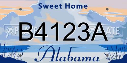 B4123A Alabama License Plate