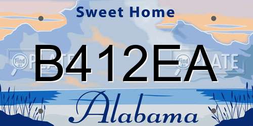 B412EA Alabama License Plate