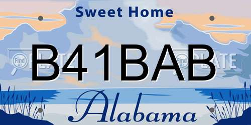 B41BAB Alabama License Plate