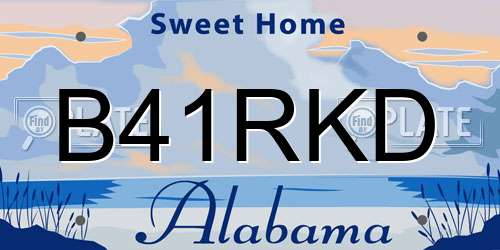 B41RKD Alabama License Plate