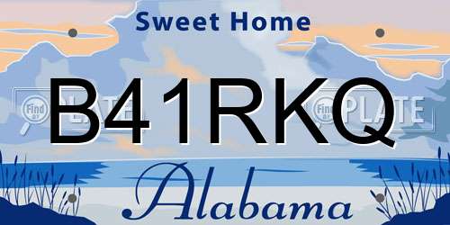 B41RKQ Alabama License Plate