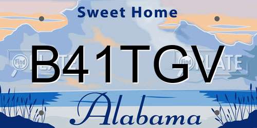 B41TGV Alabama License Plate