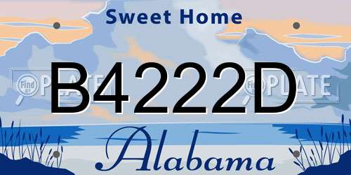 B4222D Alabama License Plate