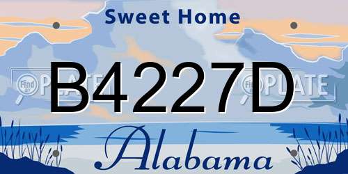B4227D Alabama License Plate