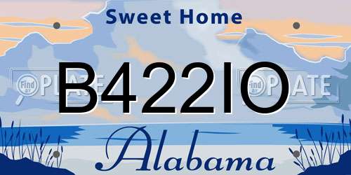 B422IO Alabama License Plate