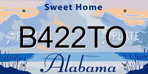 B422TO Alabama License Plate