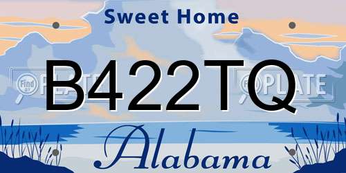 B422TQ Alabama License Plate