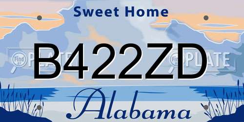 B422ZD Alabama License Plate