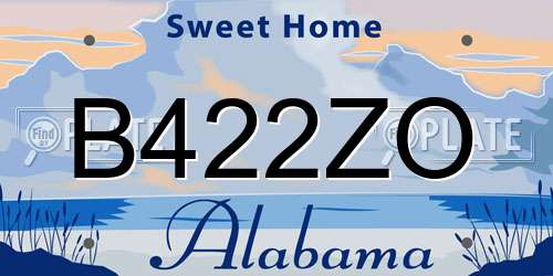 B422ZO Alabama License Plate